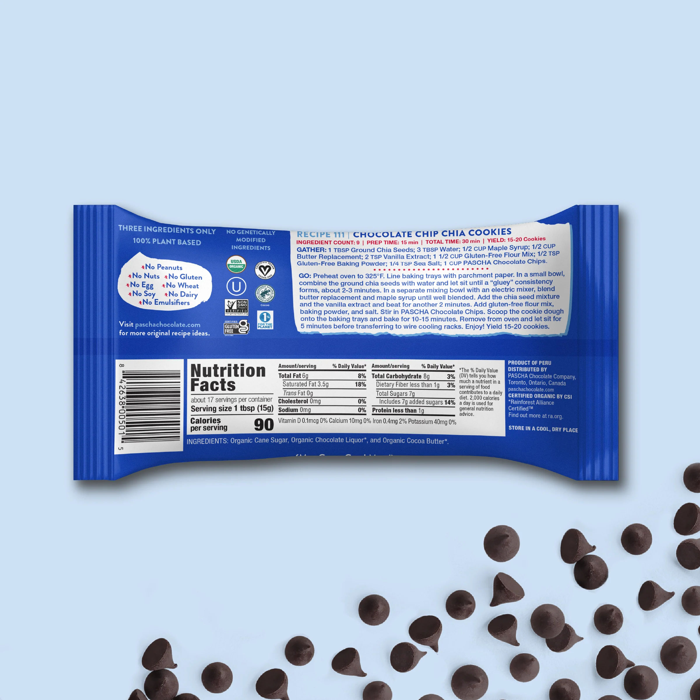 55% Cacao Organic Vegan Semi-Sweet Dark Chocolate Chips - Image 3